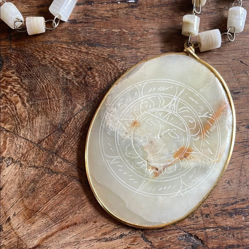 Estate Vintage Hand Carved Onyx Necklace - Picture 1 of 3